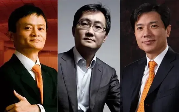 BAT 創辦人(左:馬雲;中:馬化騰;右:李彥宏)
